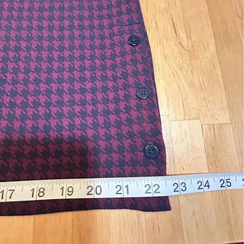 Talbots Houndstooth Purple Long Sleeve Shirt - Picture 3 of 9